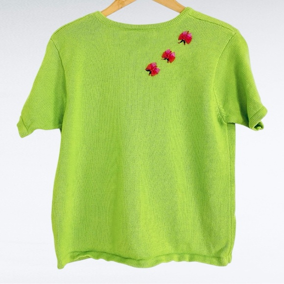 VINTAGE | Classics by Marisa Christina Petite Green Button Front Appliqué Shirt - Picture 2 of 12